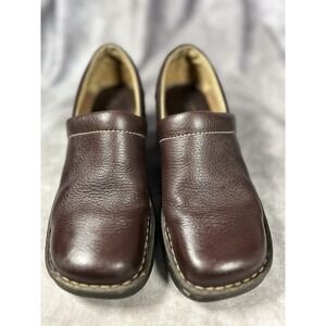 Børn Brown Leather Clogs Slip On Comfort Wedge Shoes Women's Size 7